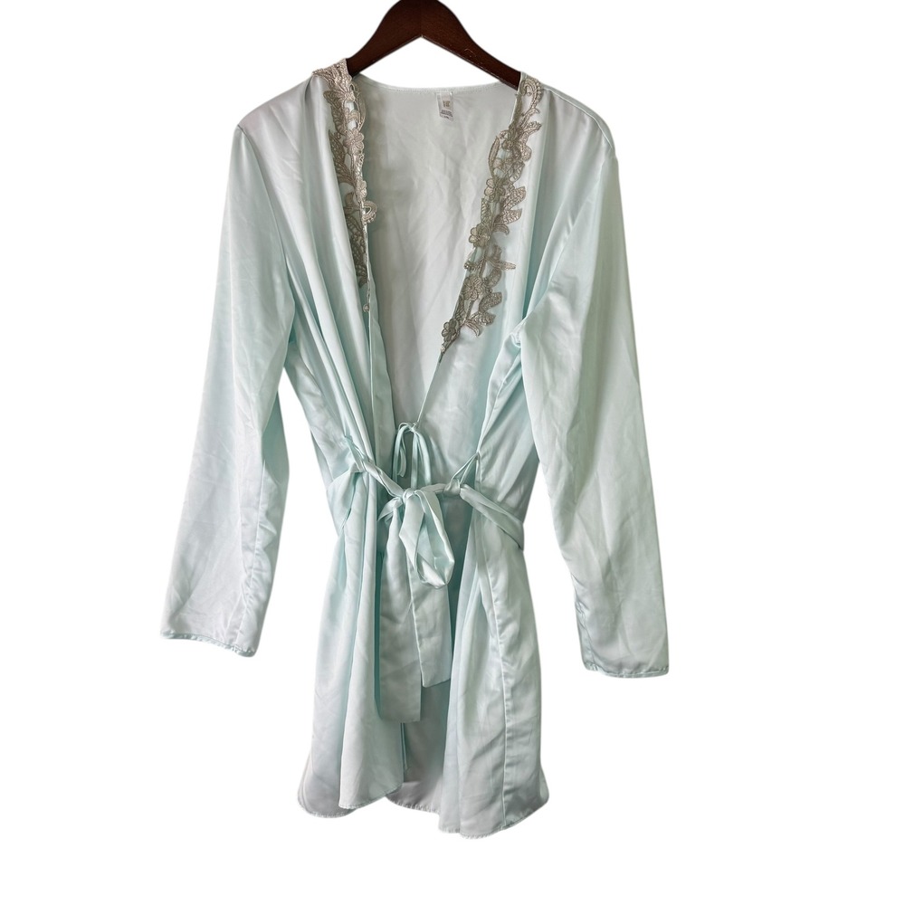 Flora Nikrooz Robe Lingerie Lace Trim Lightweight Loungewear Cover Up L/XL